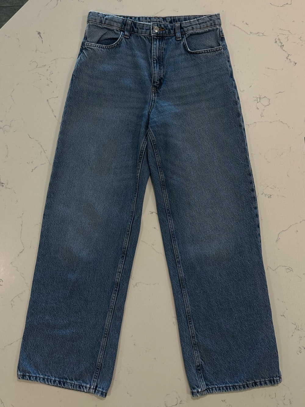Girls Size 14 Light Wash Wide Leg Jeans Y2K Style Denim Pants